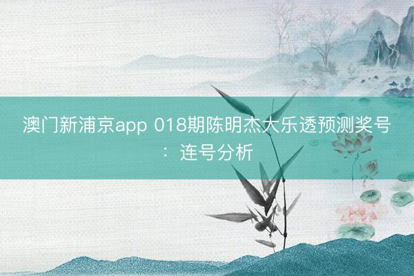 澳门新浦京app 018期陈明杰大乐透预测奖号:连号分析