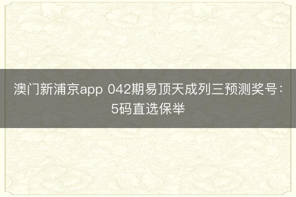 澳门新浦京app 042期易顶天成列三预测奖号：5码直选保举