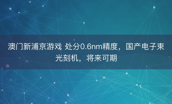 澳门新浦京游戏 处分0.6nm精度,国产电子束光刻机,将来可期